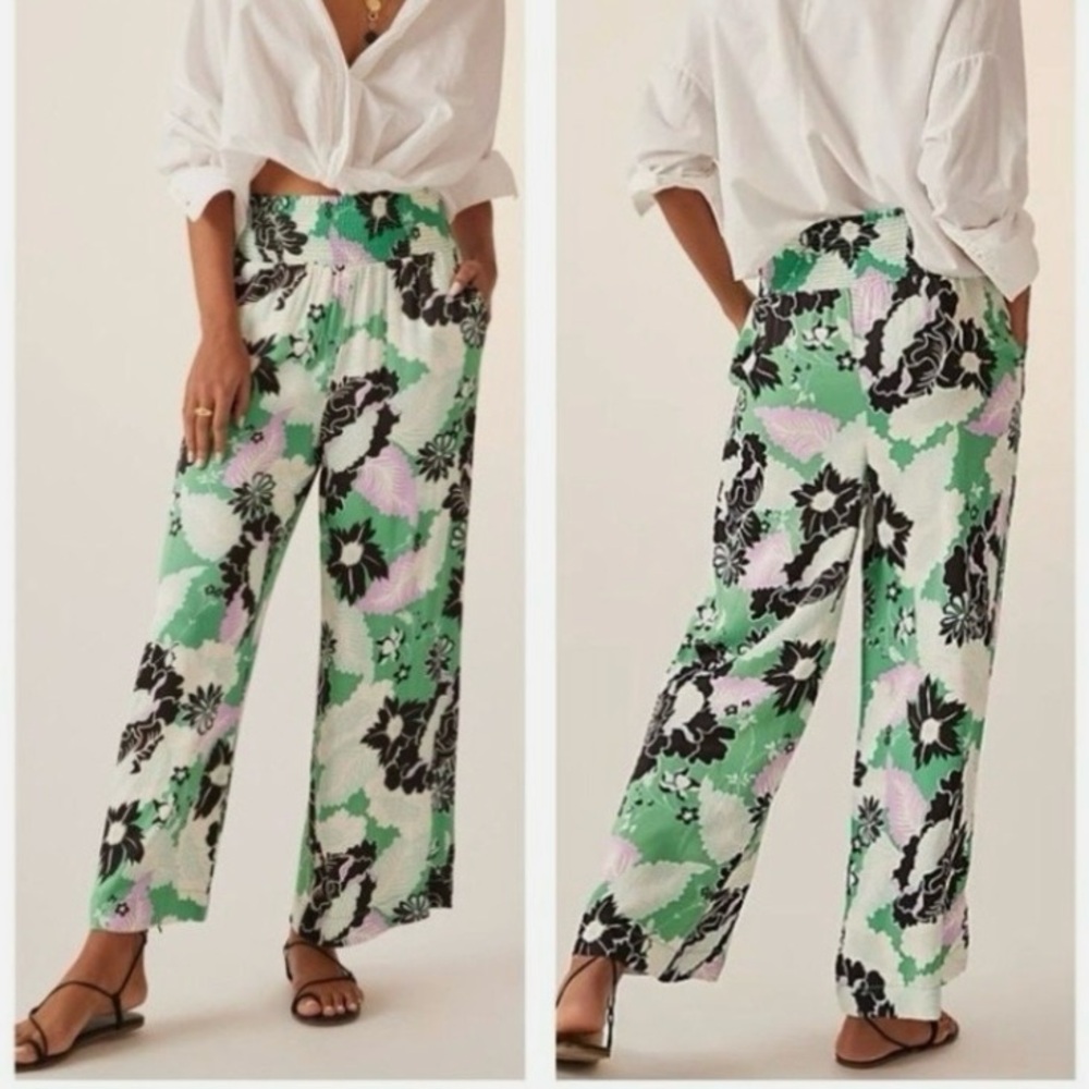 Maeve by Anthropologie The Saria Smocked Wide Leg Pants